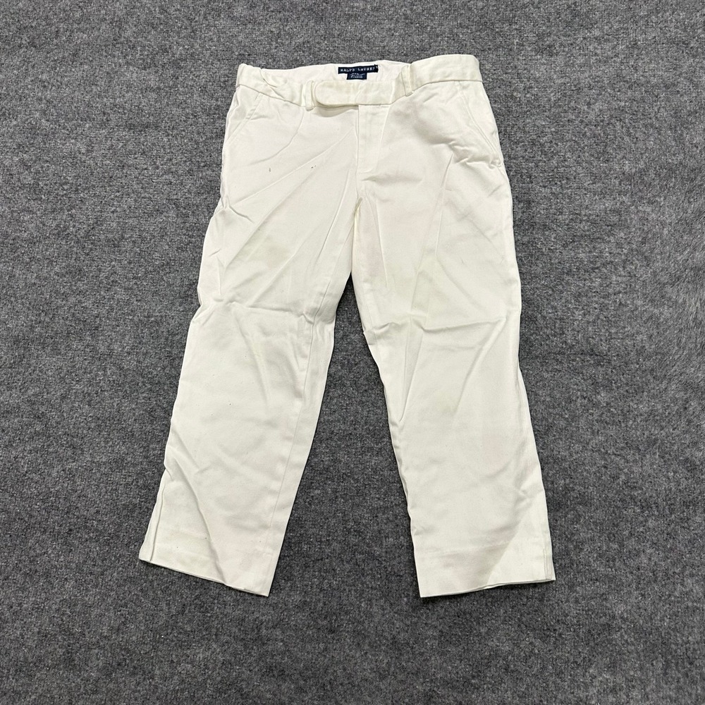 Ralph Lauren Pants Womens Size 6 White Cropped Chino Stretch Casual Preppy 68469